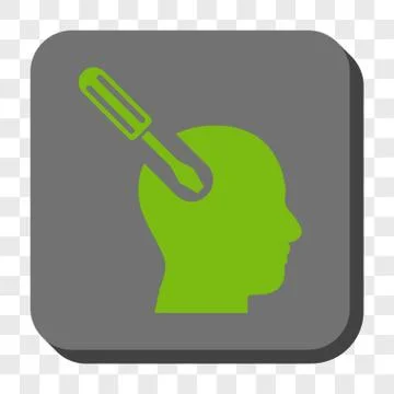 Brain Tool Rounded Square Button Stock Illustration