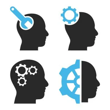 Brain Tools Flat Vector Icons Stock Illustration