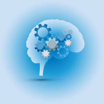 Brain with toothed wheels Stock Illustration
