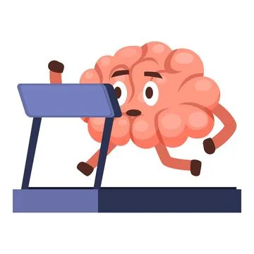 Brain training and exercising on treadmill, mental health and fitness concept イラスト素材