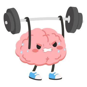 Brain training concept lifting heavy weights for mental strength Stock Illustration