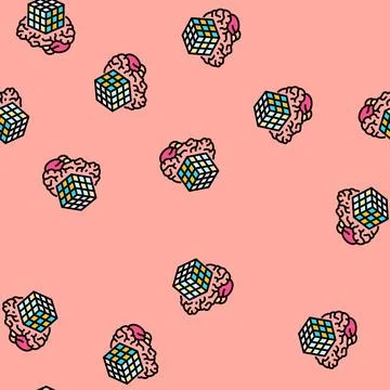 Brain training game vector seamless pattern イラスト素材