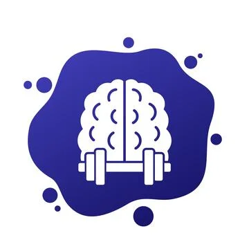Brain training icon with a dumbbell Stock Illustration