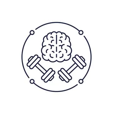 Brain training icon, line vector Stock-Illustration