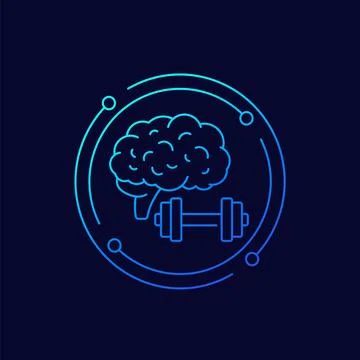 Brain training icon, linear design Stock Illustration