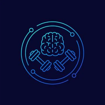 Brain training icon, linear vector design Stock Illustration