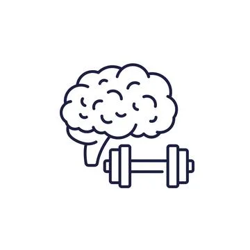 Brain training line icon on white Stock Illustration