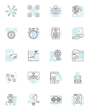 Brain training linear icons set. Cognition, Focus, Memory, Attention 스톡 일러스트