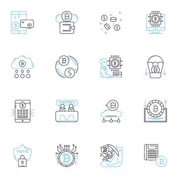 Brain training linear icons set. Cognition, Focus, Memory, Attention Illustrazione stock