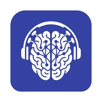 Brain training podcast vector icon on blue background. Stock Illustration