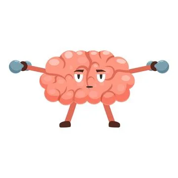Brain training with weights, exercising mind and body for optimal cognitive Illustrazione stock