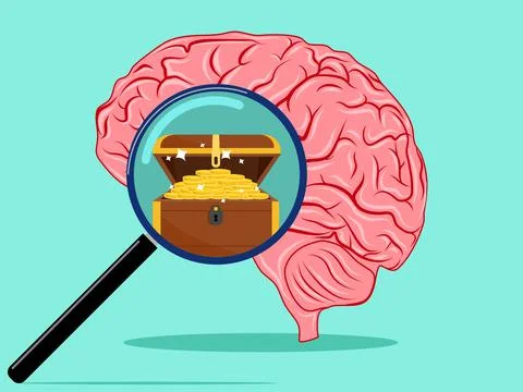 The brain is a treasure. The concept of the brain is important vector Illustrazione stock