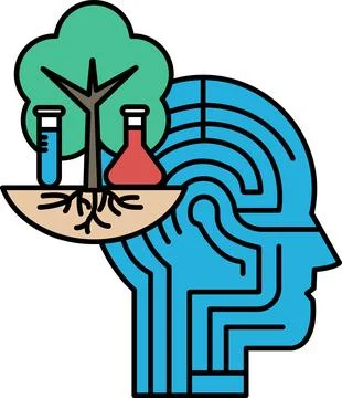A brain with a tree growing out of it Illustrazione stock