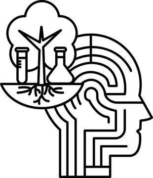A brain with a tree growing out of it Stock Illustration