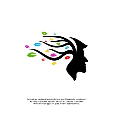 Brain with Tree Logo Design Concept, People Head with Tree Logo - Vector Illu Stock Illustration