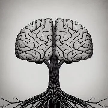 Brain tree roots concept design Stock Illustration