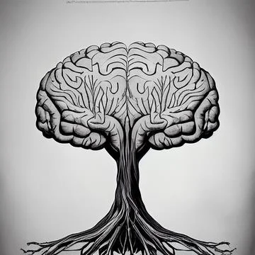 Brain tree roots concept design Stock Illustration