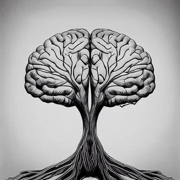 Brain tree roots concept design Stock Illustration