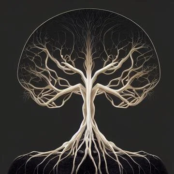 Brain tree roots concept design Stock Illustration