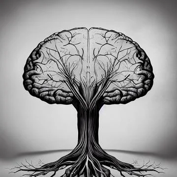 Brain tree roots concept design Stock Illustration
