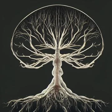 Brain tree roots concept design Stock Illustration