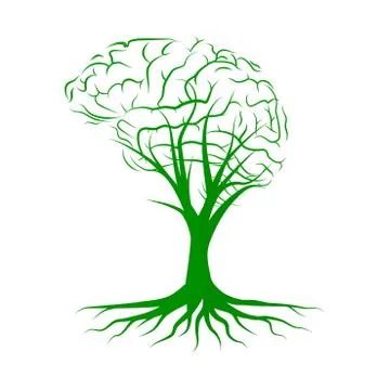 Brain tree. tree of knowledge. environmental or psychological concept. vector Illustrazione stock