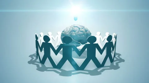 Brain Trust - team surrounding a brain and light bulb Video stock 68631347