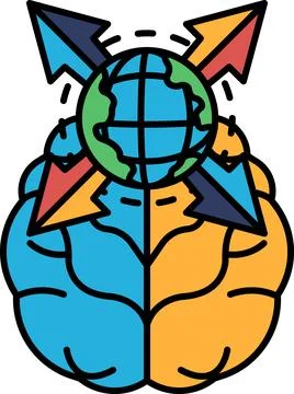 A brain with two different colored halves Illustrazione stock