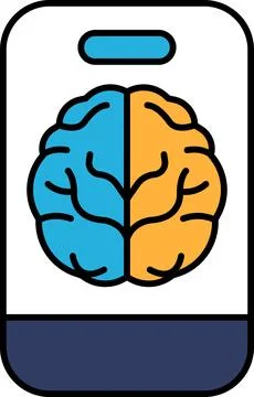A brain with two halves, one blue and one orange Illustrazione stock