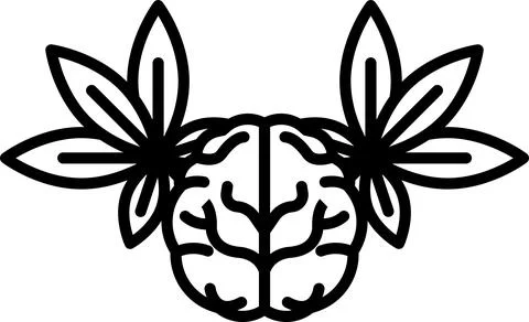 A brain with two leaves on either side Stock Illustration