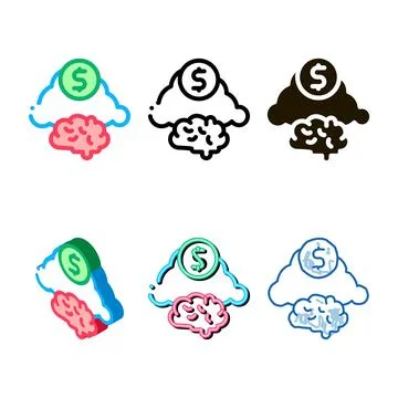 Brain types cloud money icon vector outline Stock Illustration