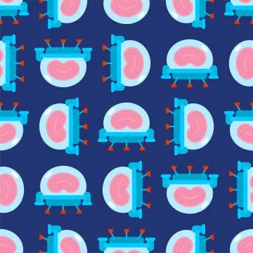 Brain ufo pattern seamless. Smart alien background . vector texture Stock Illustration