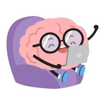 Brain Using Laptop Illustration Stock Illustration