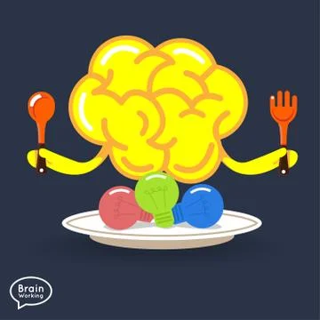Brain vector eating idea Stock Illustration