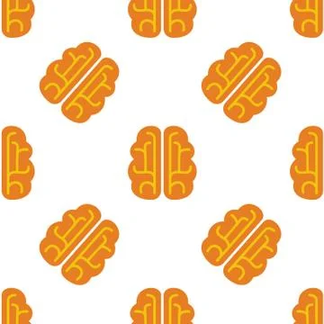 Brain vector icon seamless pattern Stock Illustration