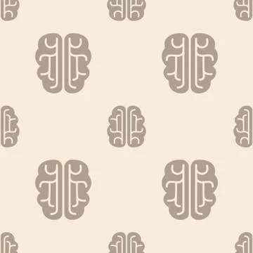 Brain vector icon seamless pattern Stock Illustration