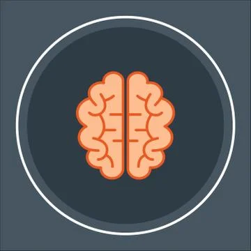 Brain vector illustration of flat line icon of a creative idea Stock Illustration