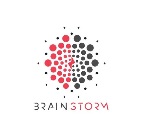 Brain vector logo concept. Brainstorm, creative thinking or learning dotted Stock Illustration