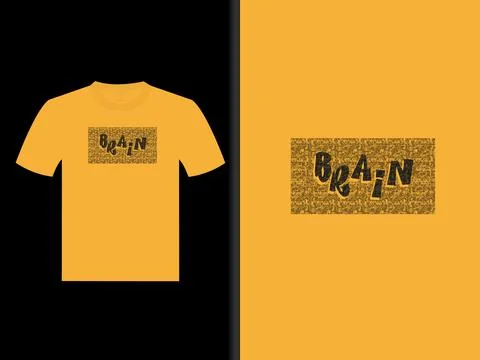 Brain Vector Yellow T Shirt Deisgn Illustrazione stock