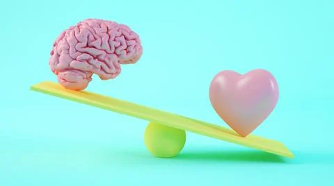 Brain versus heart 3d rendering Stock Illustration