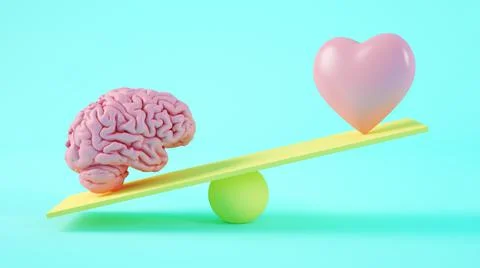 Brain versus Heart 3d rendering Stock Illustration