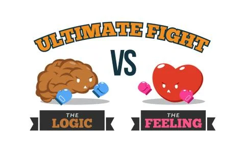 Brain Versus Heart. Logic Versus Feeling. Conceptual Vector Illustration Stock Illustration