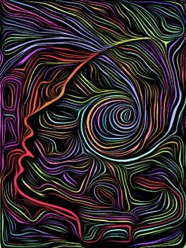 Brain Vortex Woodcut Stock Illustration