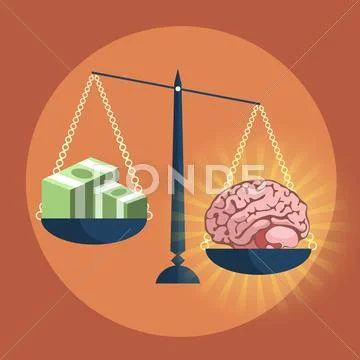Brain vs. Money Illustration Stock Illustration