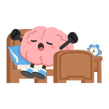 Brain Waking Up to Alarm Clock Illustration Stock Illustration