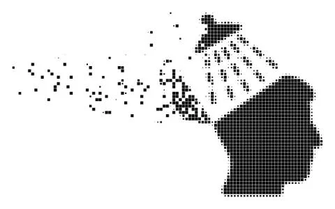 Brain Washing Dissolving Pixel Icon Stock Illustration