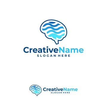 Brain water logo design vector template, Creative mind water logo concepts .. Stock Illustration