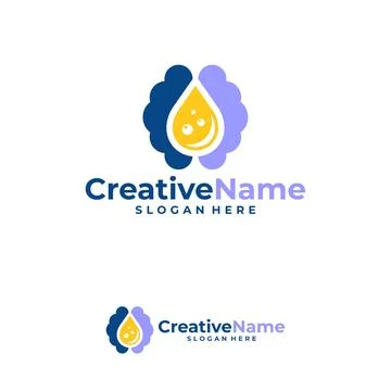 Brain water logo design vector template, Creative mind water logo concepts .. Illustration