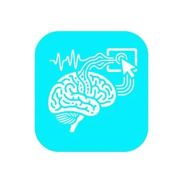 Brain wave interface icon for blue digital neurofeedback and software inter.. 库存插图