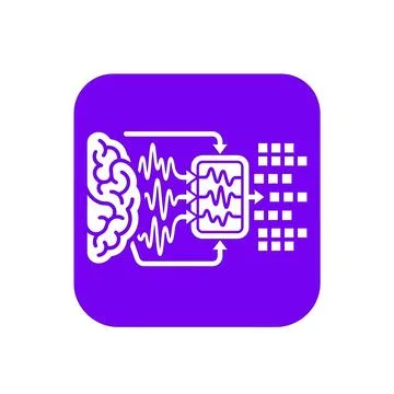 Brain wave telemetry decoder vector icon illustrating neural signals translat イラスト素材